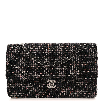Chanel Tweed Quilted Medium Double Flap Black 1 of 10