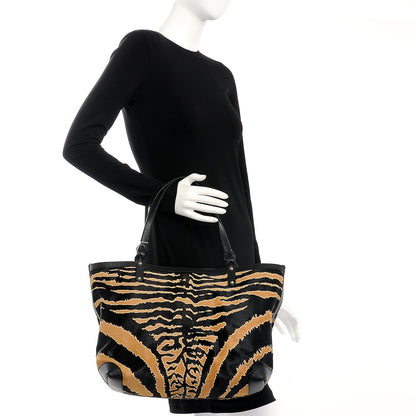 Gucci Calf Hair Zebra Print Medium Craft Tote Black 2 of 10