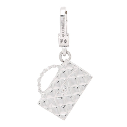 Chanel 18K White Gold Classic Flap Bag Charm 1 of 3