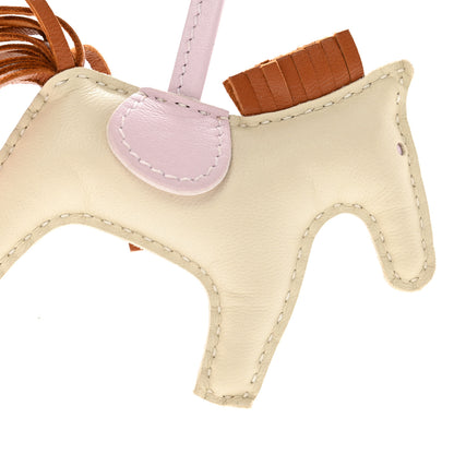 Hermes Milo Lambskin Grigri Rodeo Horse Bag Charm PM Craie Gold Mauve Pale 5 of 7