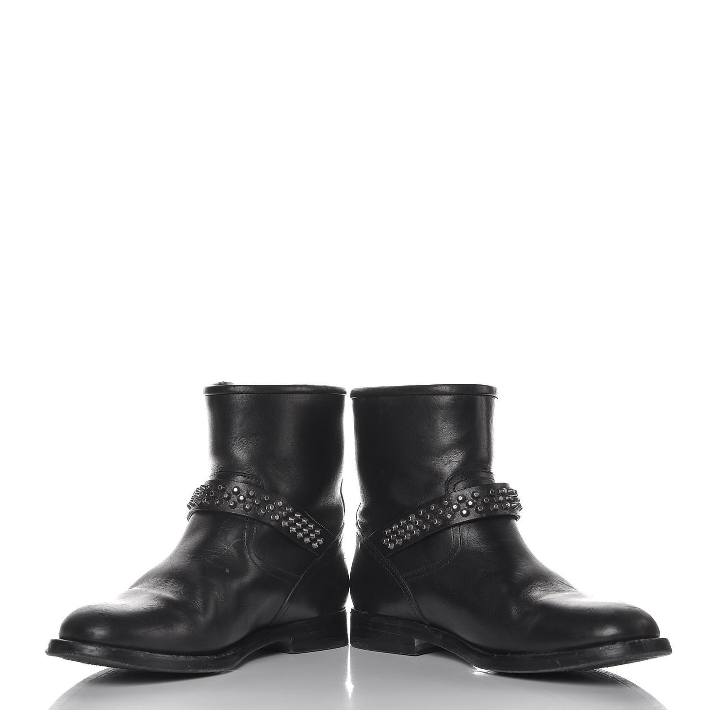 Smooth Calfskin Studded Light Bowling Boots 36.5 Black