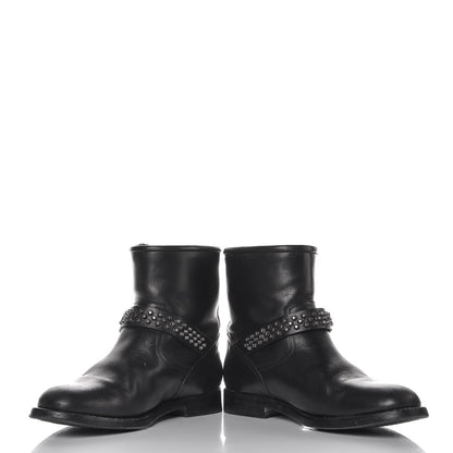 Saint Laurent Smooth Calfskin Studded Light Bowling Boots 36.5 Black 9 of 11