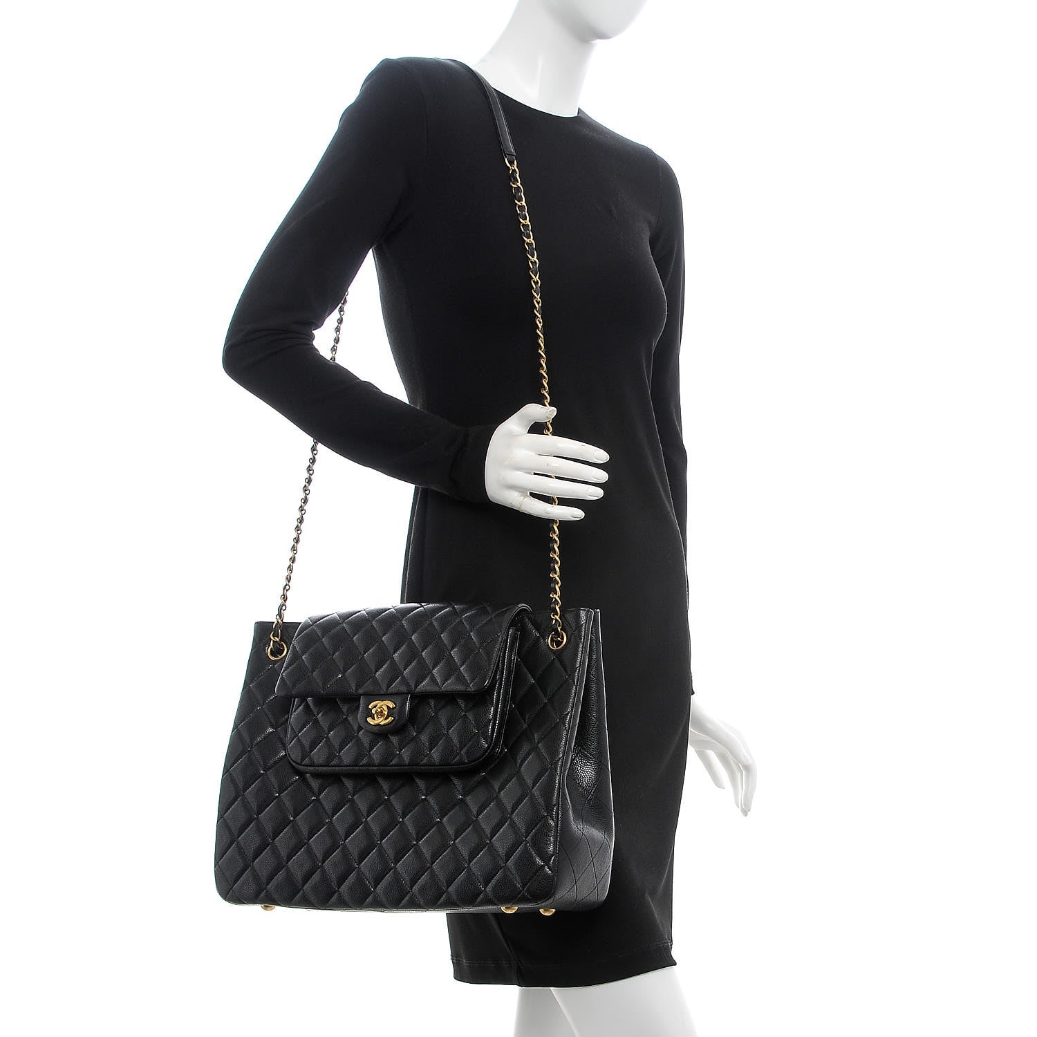 Chanel Caviar Quilted Flap Tote Black 2 of 8