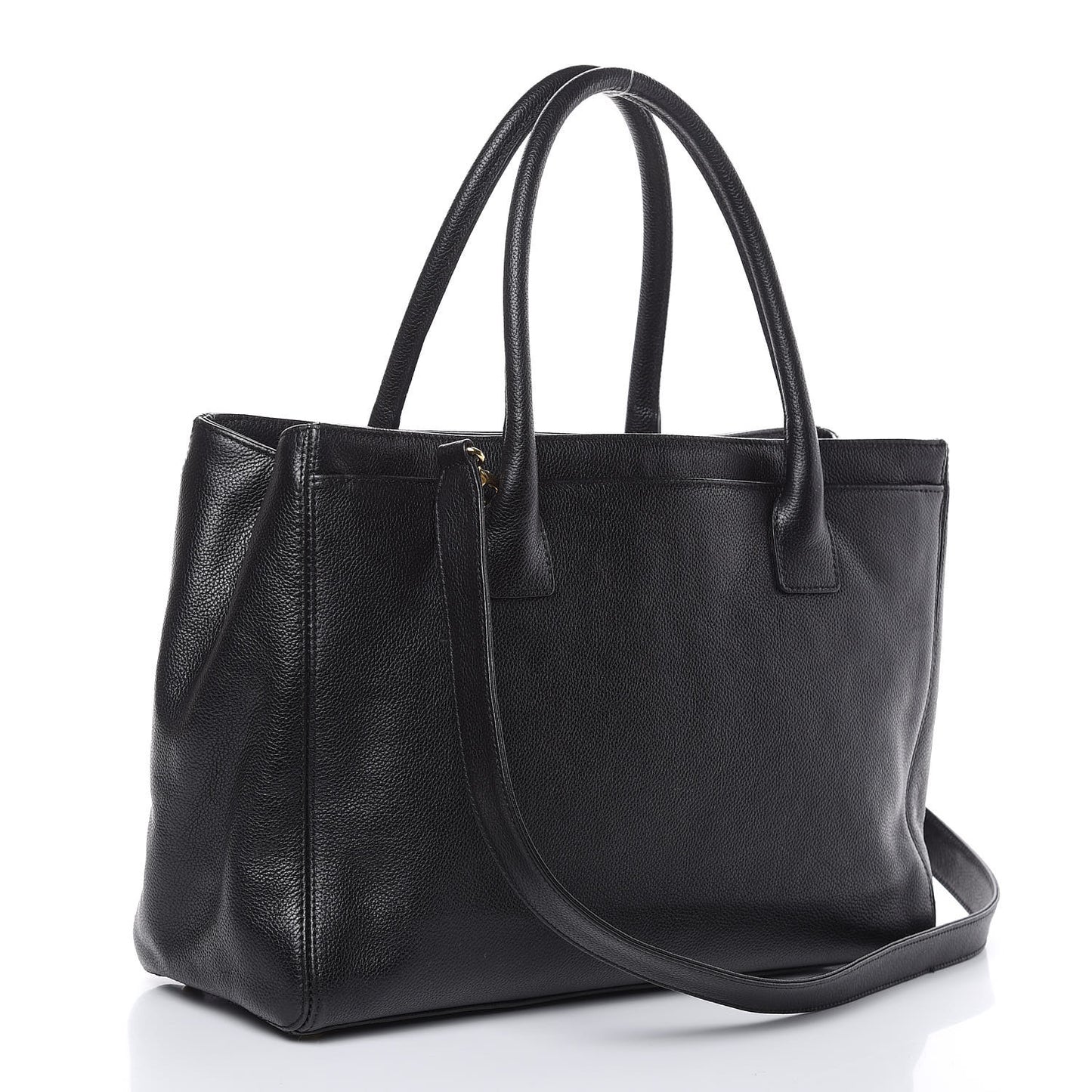 Calfskin Cerf Executive Shopper Tote Black