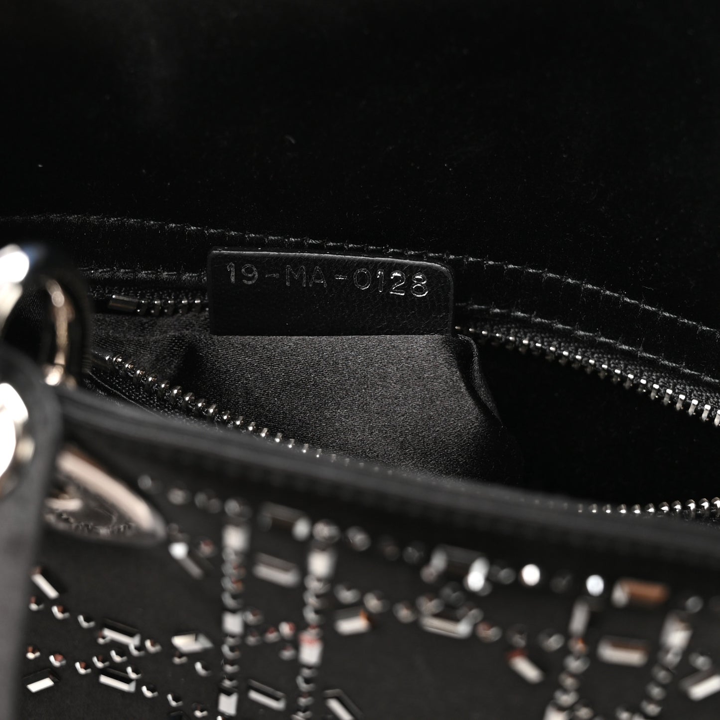 Satin Crystal Cannage Mini Lady Dior Black