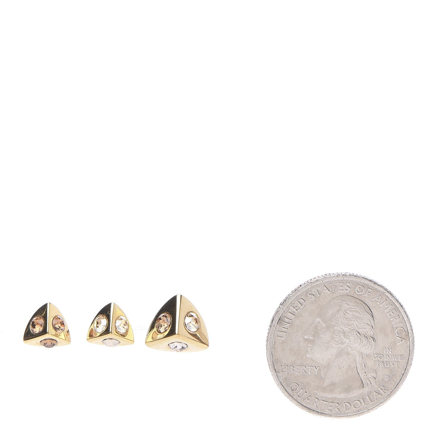 Crystal Stud Earrings Set of 3 Gold