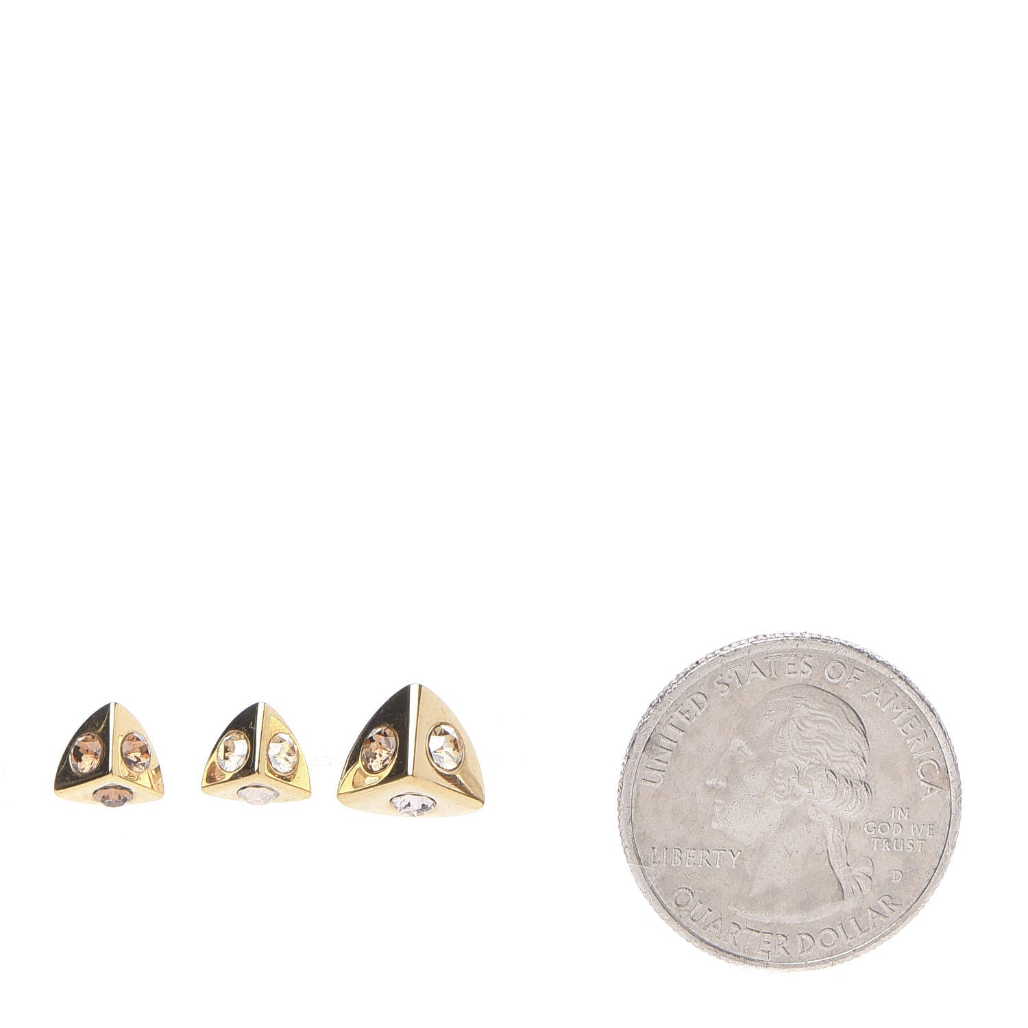 Louis Vuitton Crystal Stud Earrings Set of 3 Gold 2 of 5