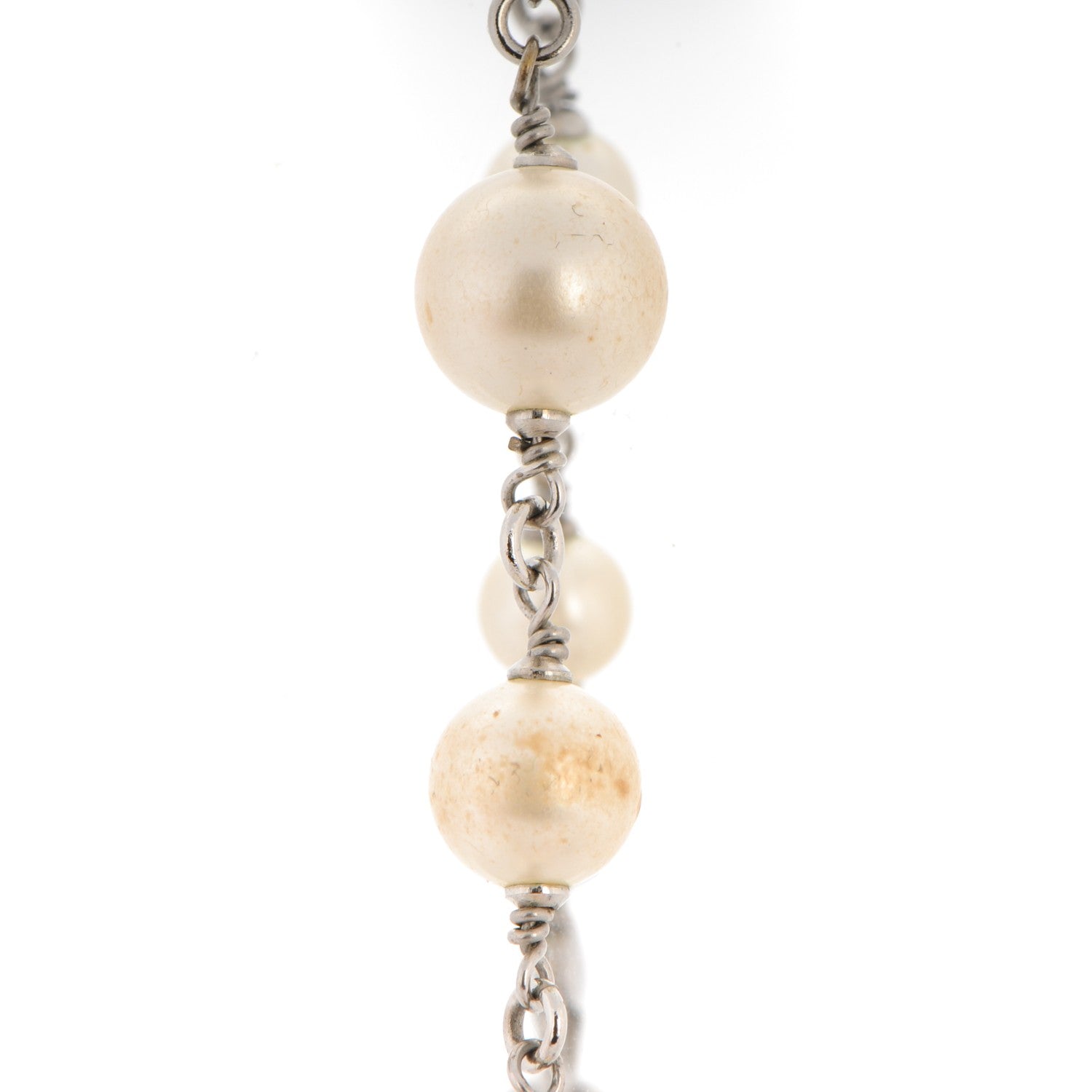 Chanel Crystal Pearl CC Long Necklace Silver 6 of 6