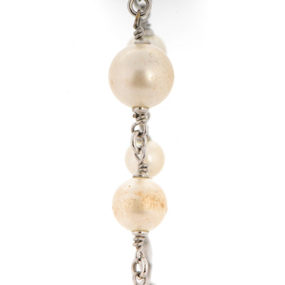 Chanel Crystal Pearl CC Long Necklace Silver 6 of 6