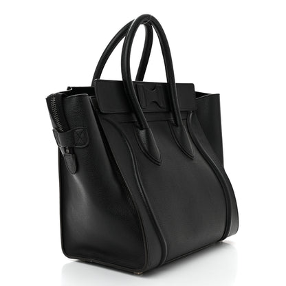 Celine Drummed Calfskin Mini Luggage Black 3 of 9