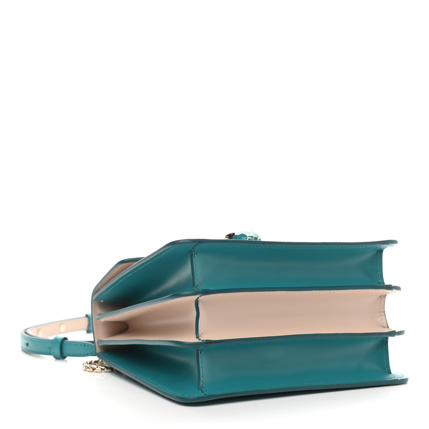 Calfskin Contrast Serpenti Forever Top Handle Tropical Turquoise Milky Opal