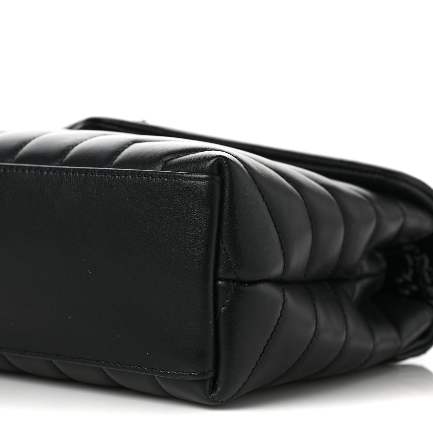 Calfskin Y Quilted Monogram Small Loulou Chain Satchel Black