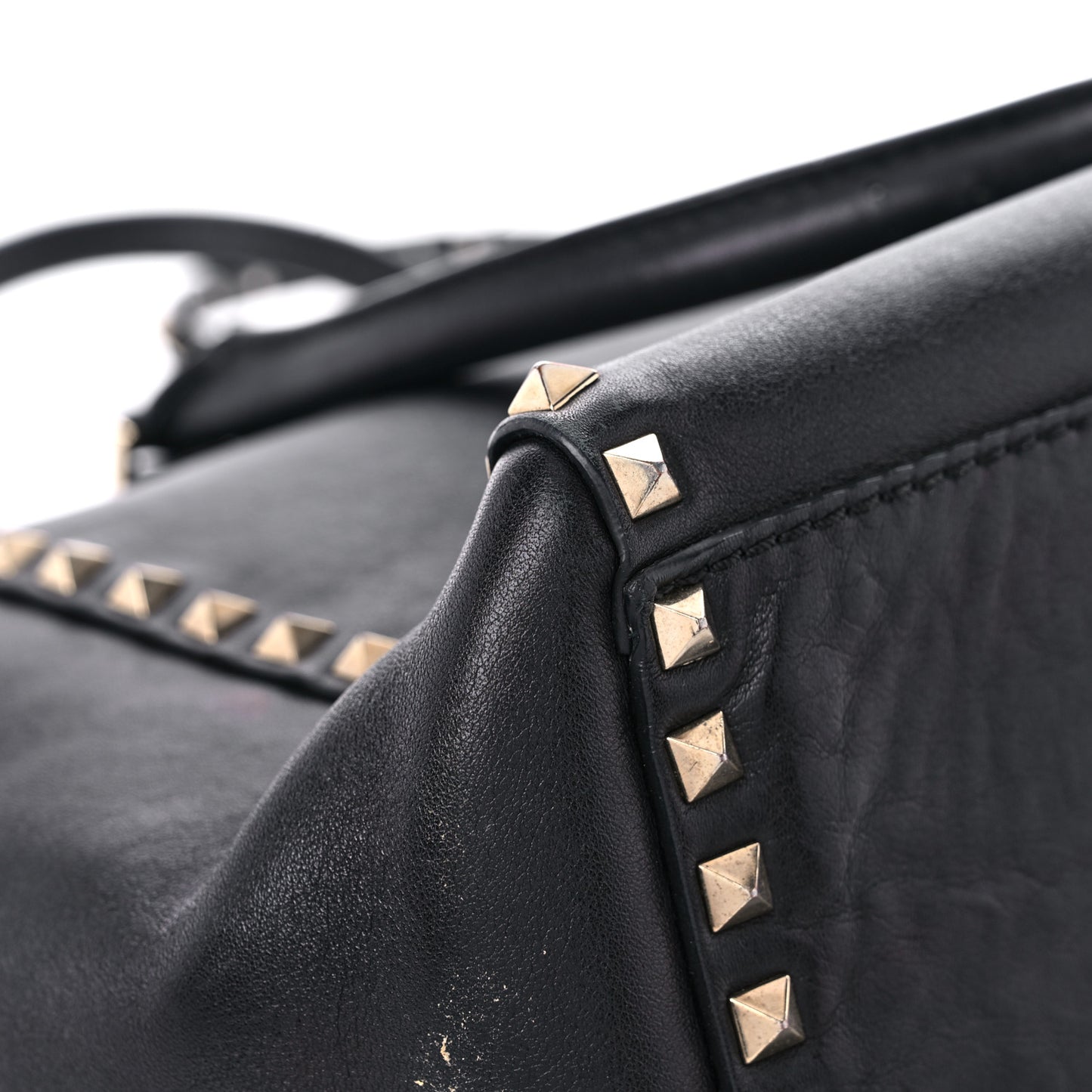 Vitello Rockstud Double Handle Tote Black