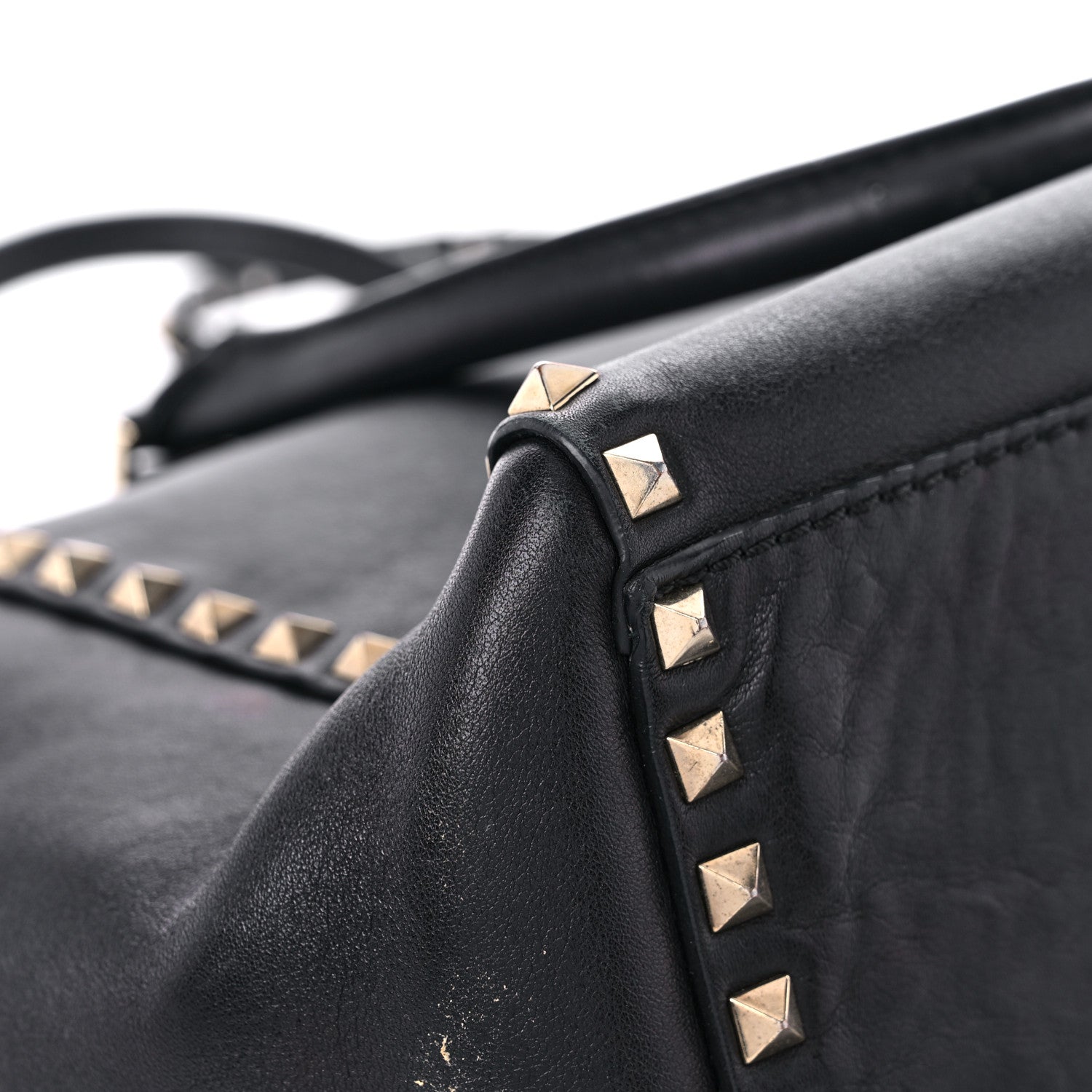 Valentino Garavani Vitello Rockstud Double Handle Tote Black 9 of 28