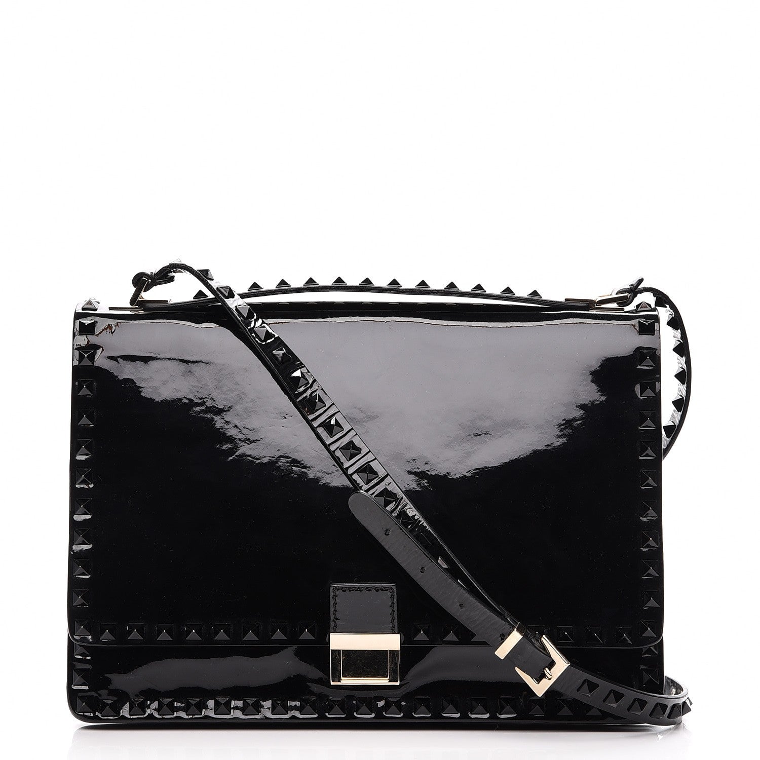 Valentino Garavani Patent Rockstud Shoulder Bag Black 1 of 5