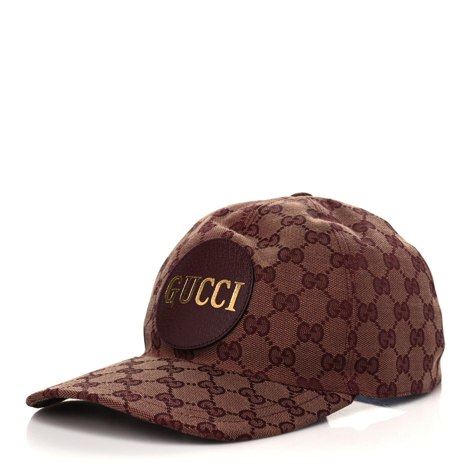 Gucci Monogram Textured Dollar Calfskin Zeno Baseball Hat Camel Bordeaux 1 of 8