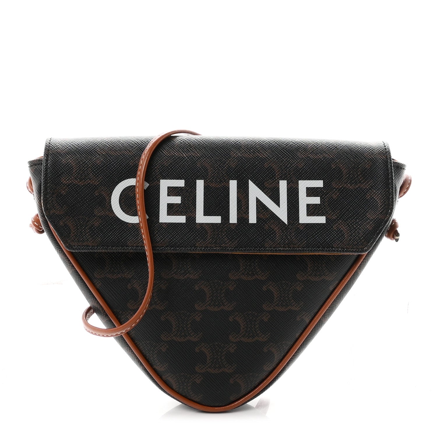 Celine Triomphe Canvas Triangle Crossbody Bag Tan 1 of 9