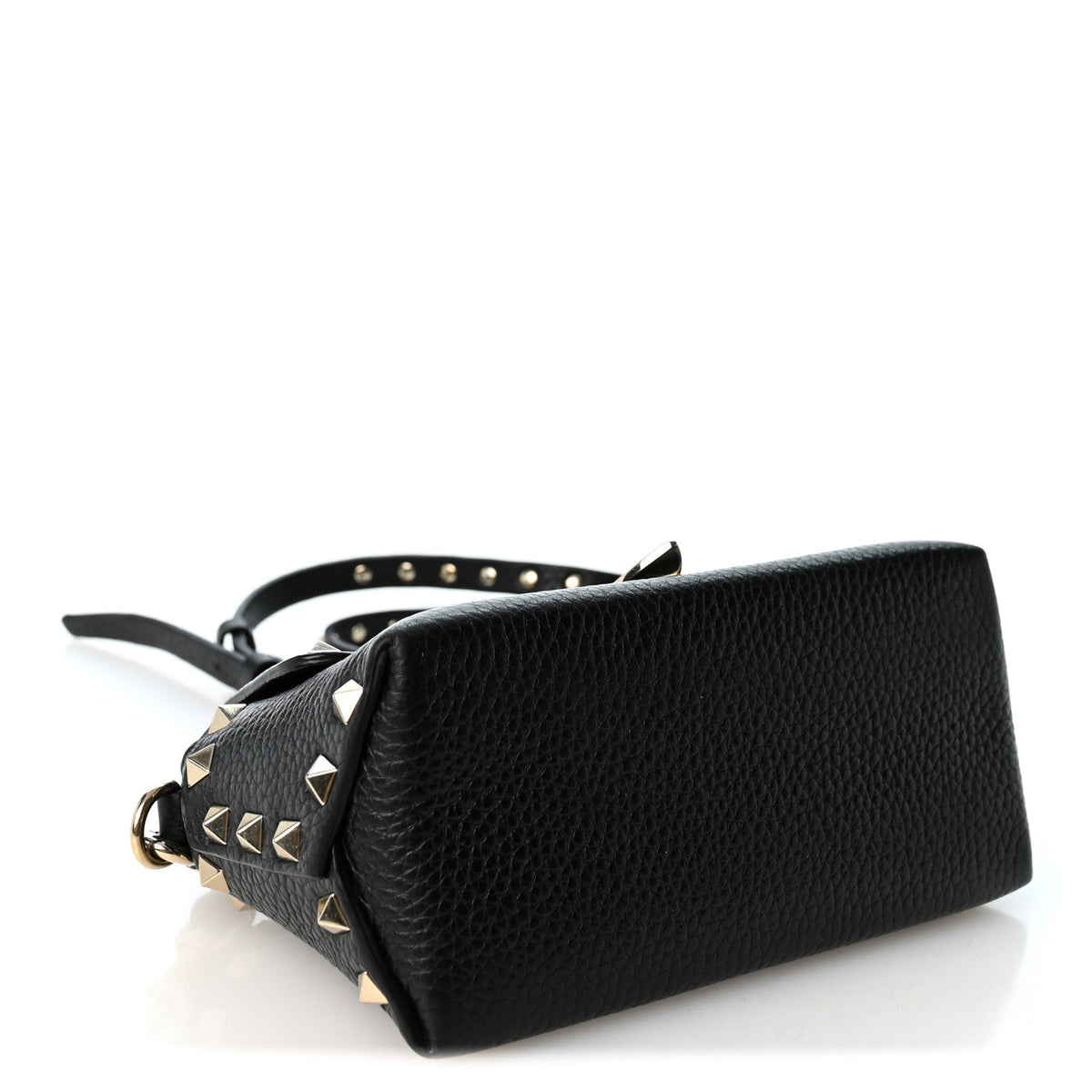 Pebbled Calfskin Mini Rockstud Crossbody Bag Black