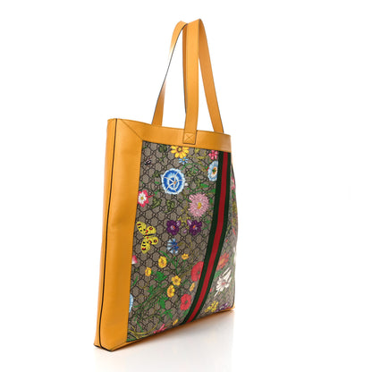 Gucci GG Supreme Monogram Flora Web Ophidia Large Vertical Shopping Tote Beige Multicolor Crop 4 of 17