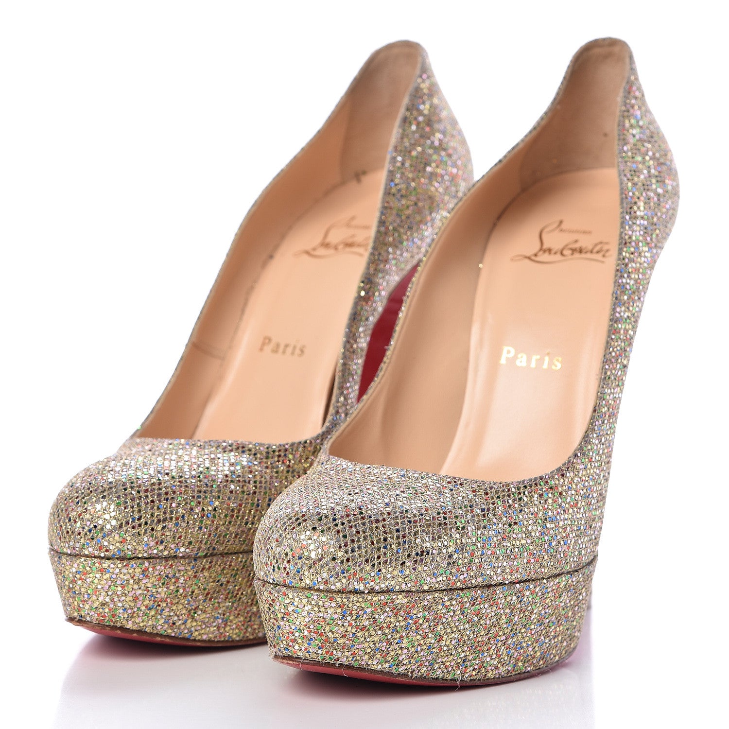 Christian Louboutin Glitter Bibi 140 Pumps 39 Gold 3 of 11