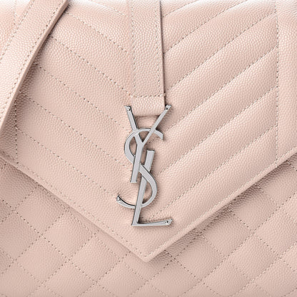 Saint Laurent Grain De Poudre Textured Mixed Matelasse Medium Triquilt Monogram Satchel Marble Pink 9 of 10