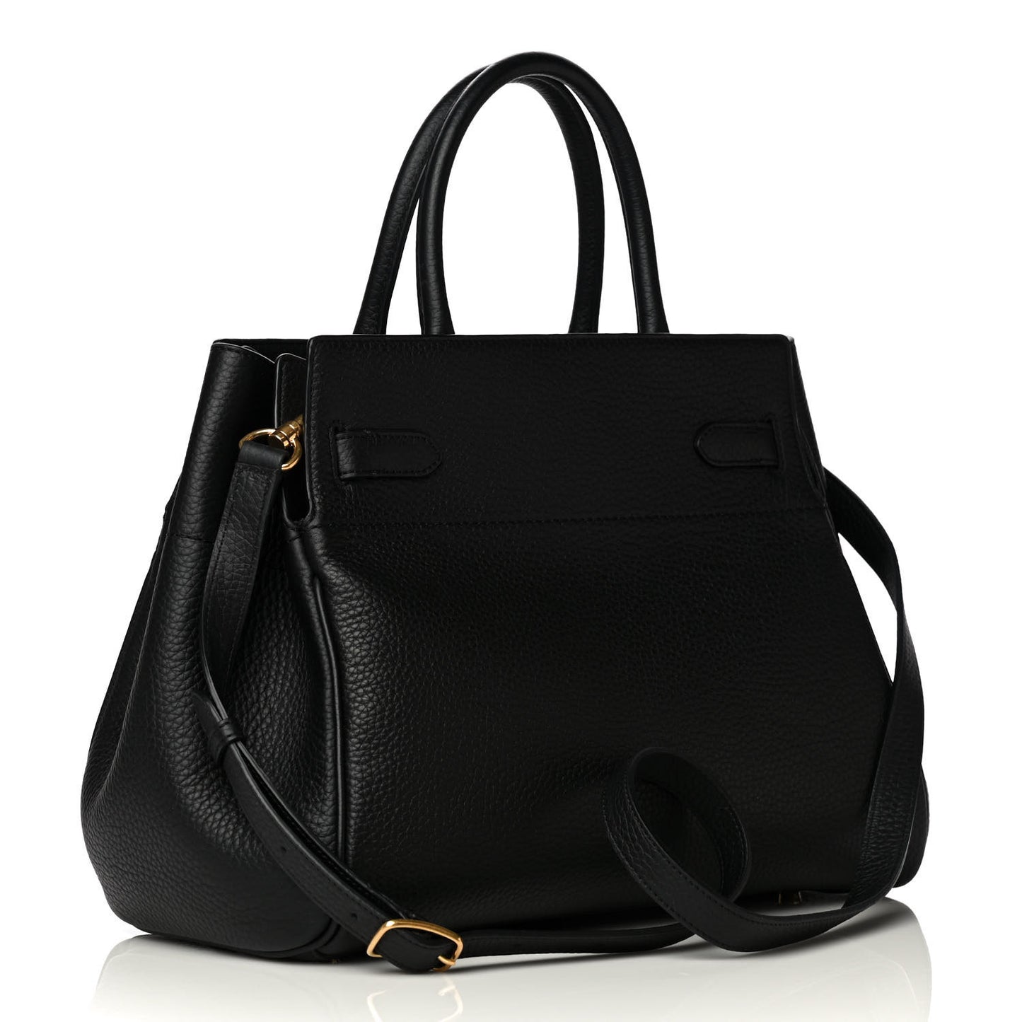 Classic Grain Calfskin Belted Bayswater Tote Black