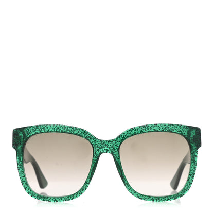 Gucci Acetate Glitter Square Frame Sunglasses GG0347S Green 2 of 9