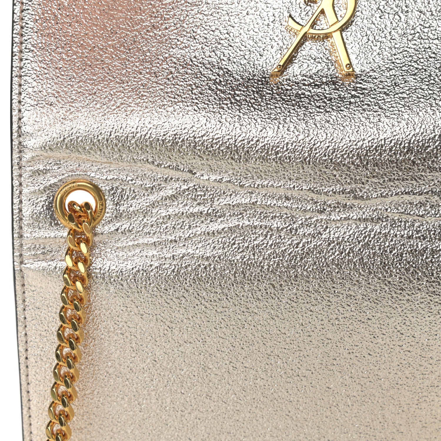 Saint Laurent Metallic Calfskin Small Classic Monogram Kate Satchel Gold 10 of 10