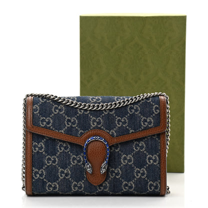 Gucci New Denim GG Monogram Dollar Calfskin Enamel Mini Dionysus Chain Wallet Blue Tea Cuir Epilog Electric Blue 13 of 13