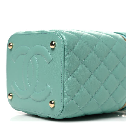 Chanel Caviar Quilted Small Top Handle Vanity Case With Chain Light Blue 10 of 10