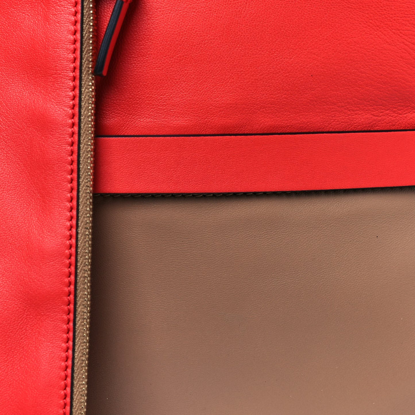 Calfskin Rockstud Bi-Color Drawstring Backpack Red Beige