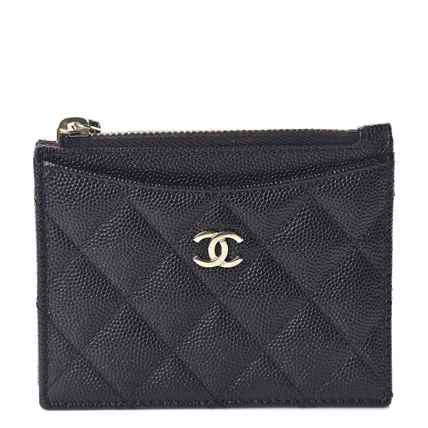 Chanel Caviar Quilted CC Zip Card Holder Black 1 of 9