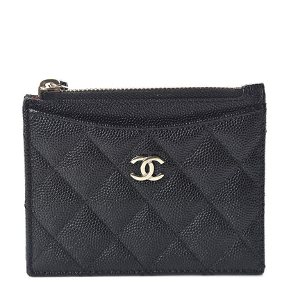 Chanel Caviar Quilted CC Zip Card Holder Black 1 of 9