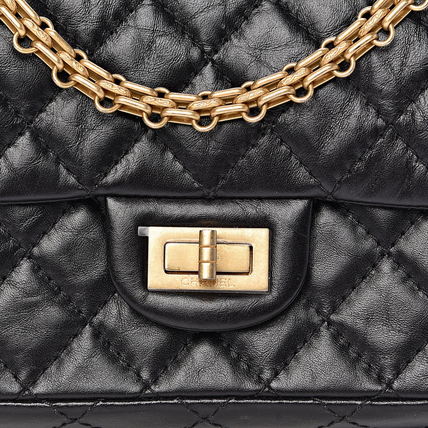 Aged Calfskin Quilted 2.55 Reissue Mini Flap Black
