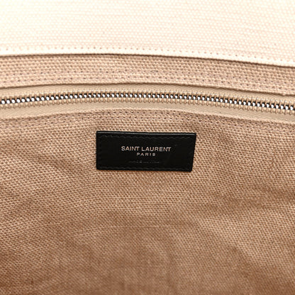 Saint Laurent Linen Calfskin Small Rive Gauche Tote Greggio Natural 6 of 9