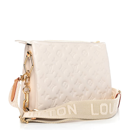 Louis Vuitton Lambskin Embossed Monogram Coussin PM Cream 3 of 8