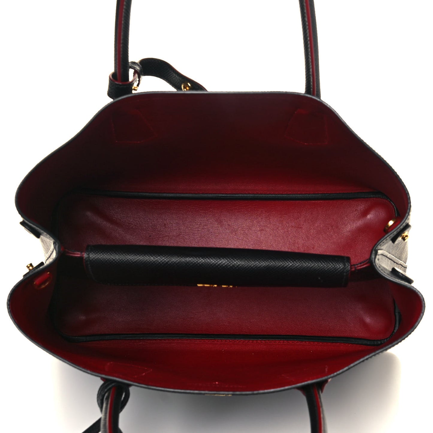 Saffiano Cuir Small Double Bag Black Fuoco