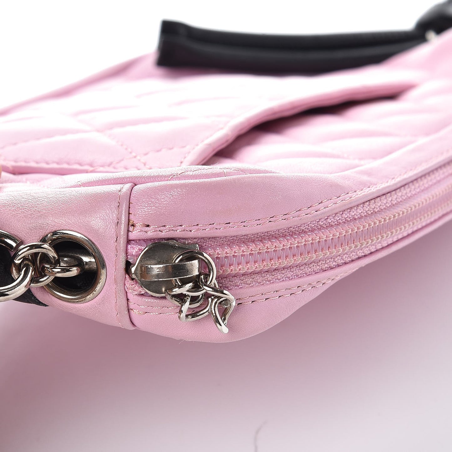 Calfskin Quilted Cambon Pochette Pink Black