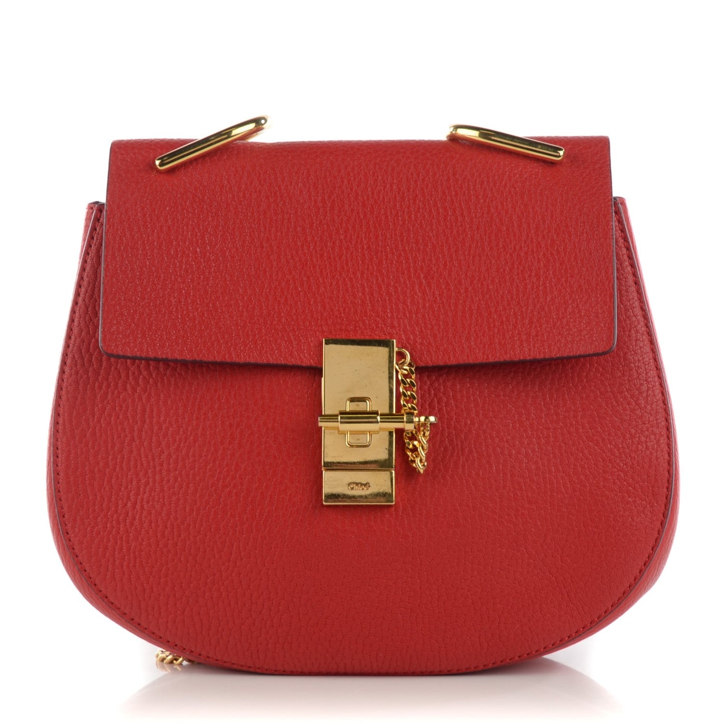Grained Lambskin Drew Shoulder Bag Plaid Red