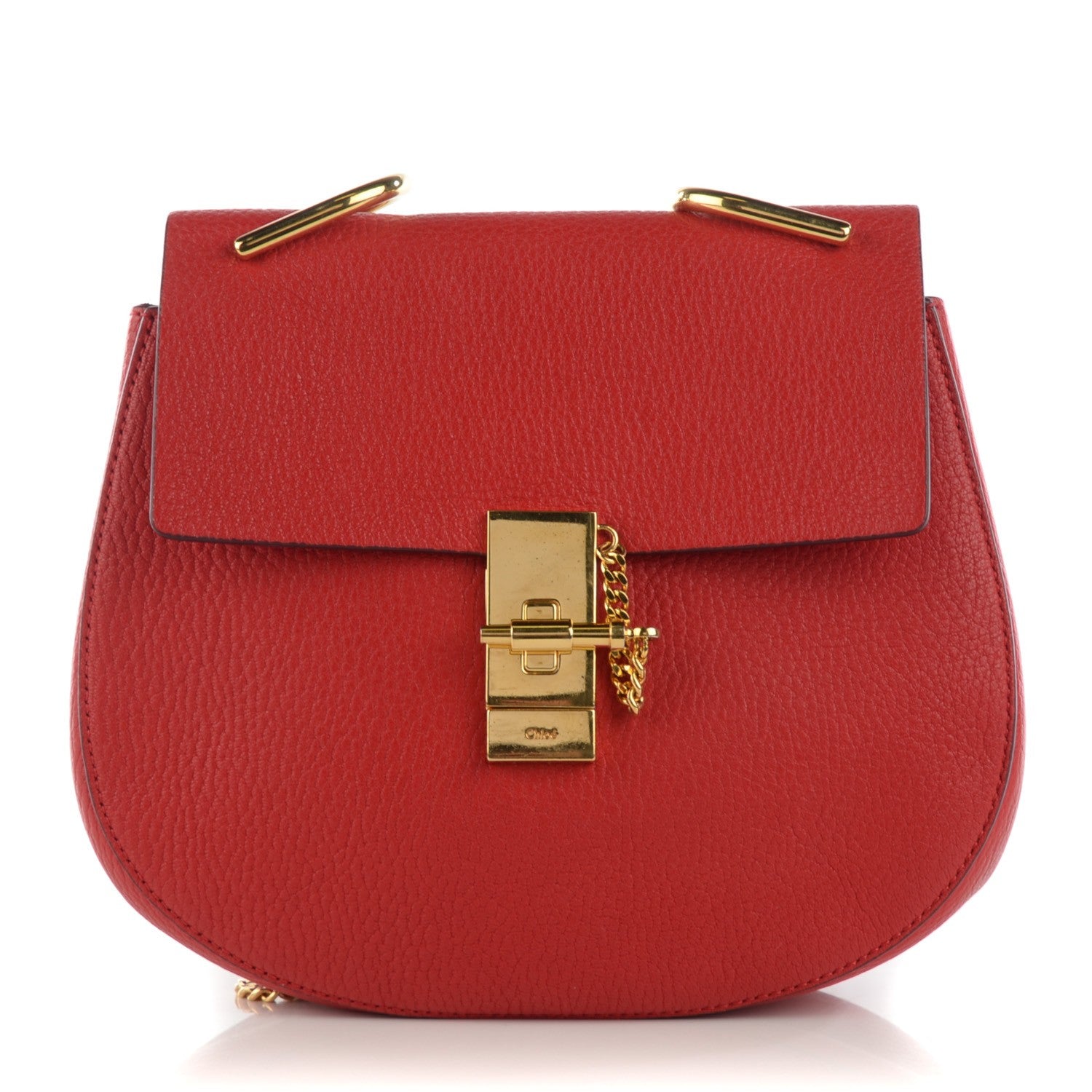 Chloe Grained Lambskin Drew Shoulder Bag Plaid Red 1 of 8