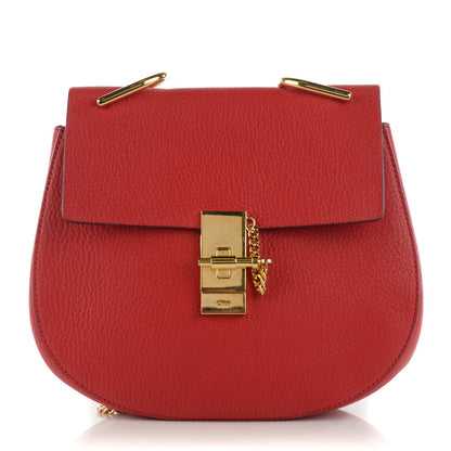 Chloe Grained Lambskin Drew Shoulder Bag Plaid Red 1 of 8
