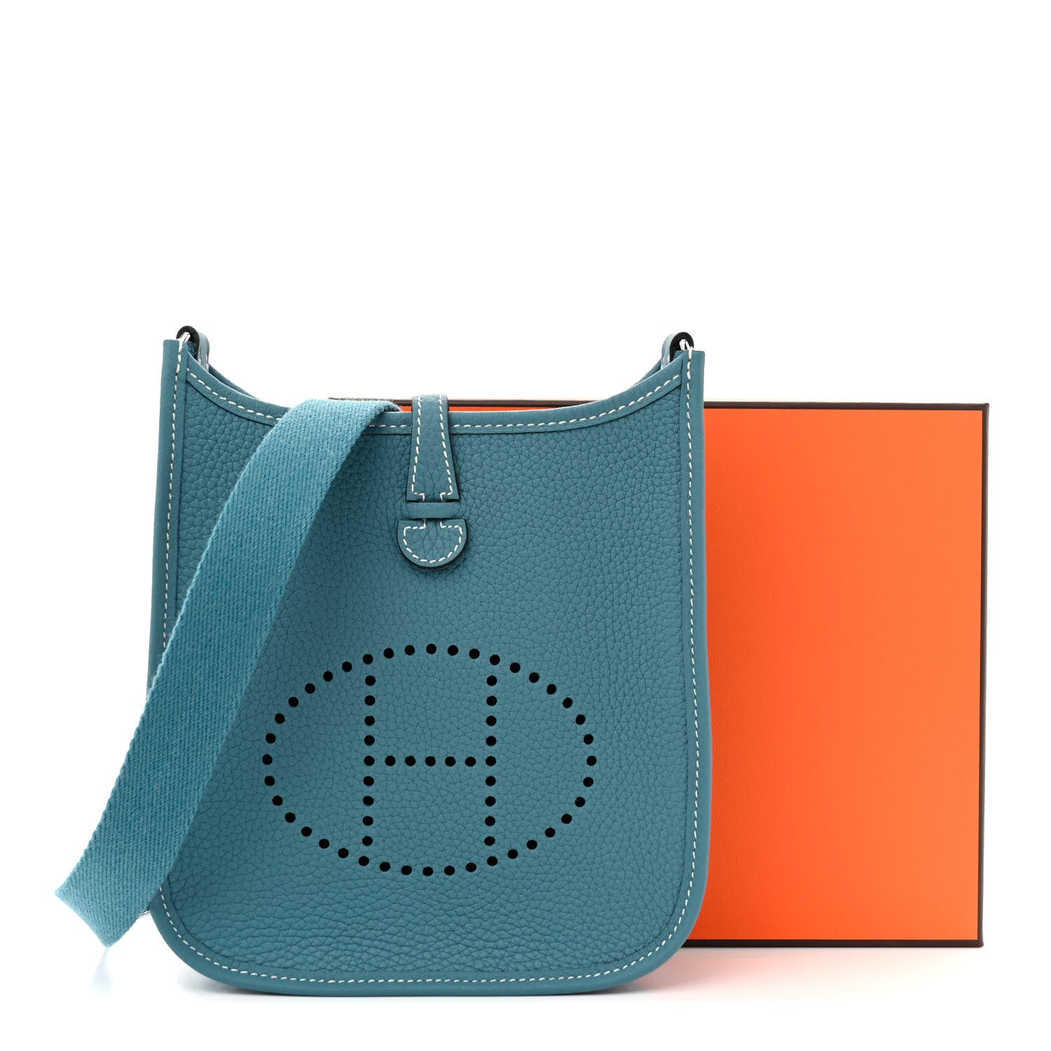 Hermes Taurillon Clemence Evelyne TPM New Blue Jean 11 of 11