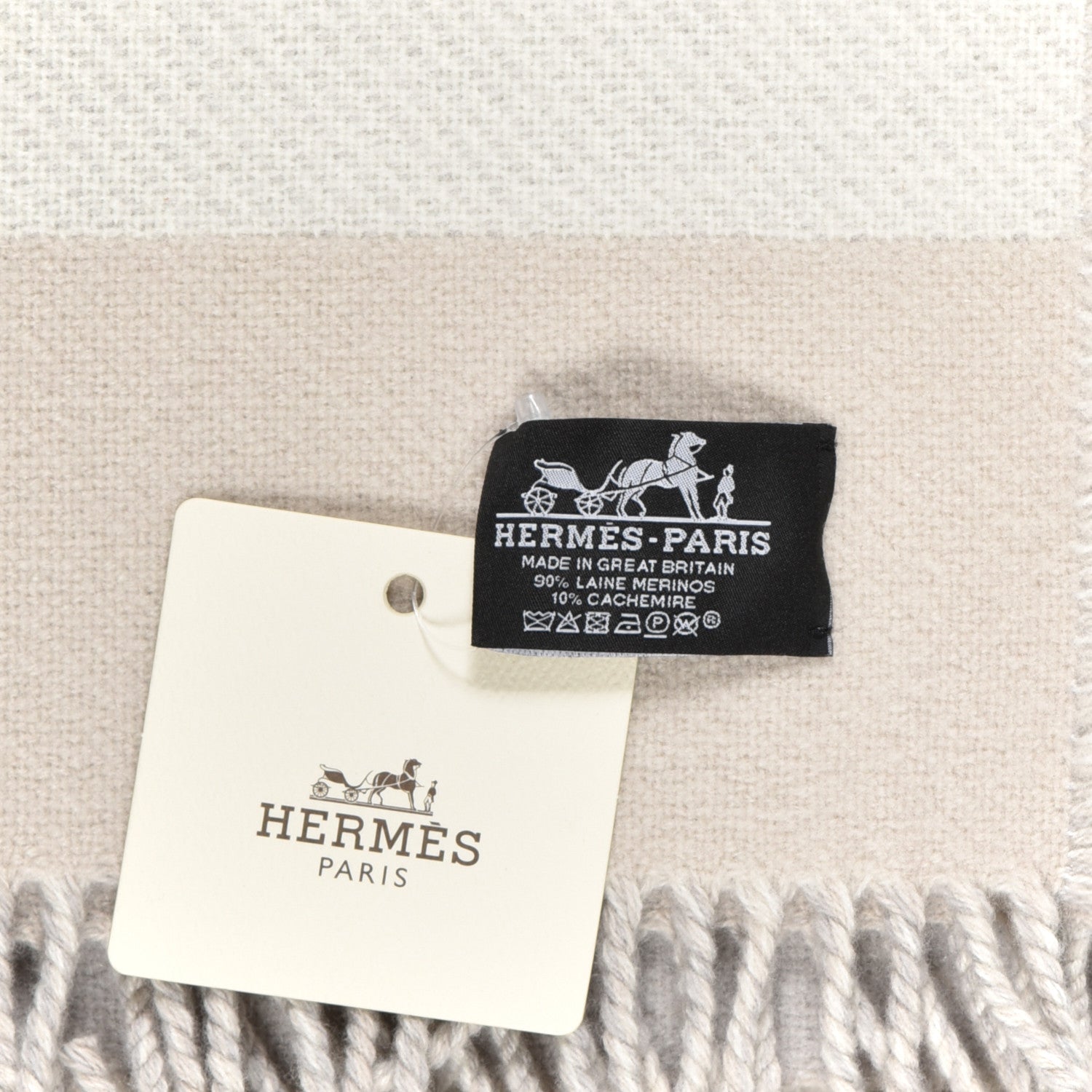 Hermes Cashmere Wool Brides De Gala Plaid Blanket Gris Perle 3 of 3