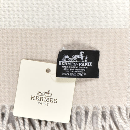 Hermes Cashmere Wool Brides De Gala Plaid Blanket Gris Perle 3 of 3
