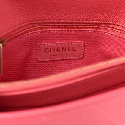 Chanel Caviar Diamond Stitched Small Top Handle Flap Pink 6 of 10