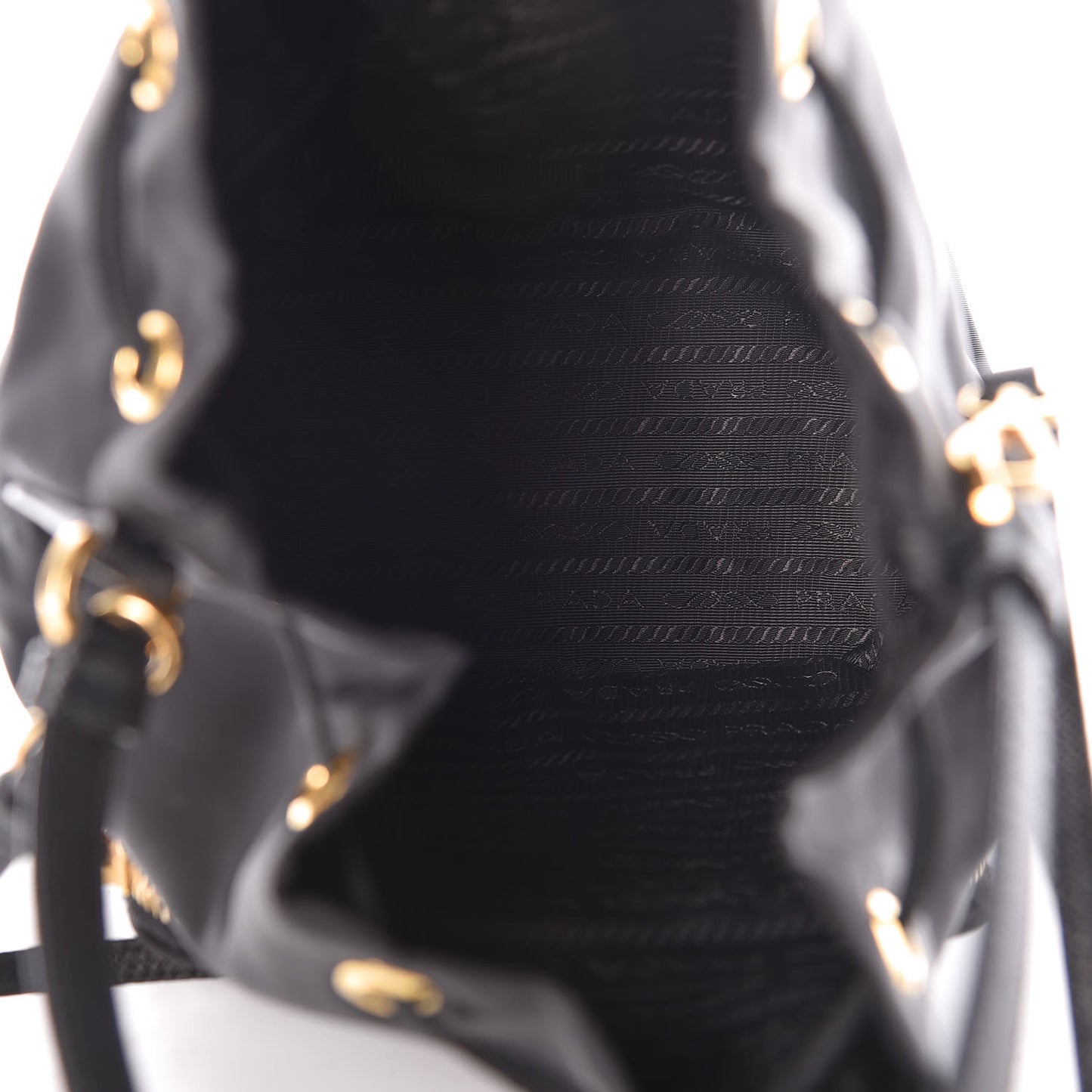 Saffiano Tessuto Nylon Mini Bucket Crossbody Bag Black