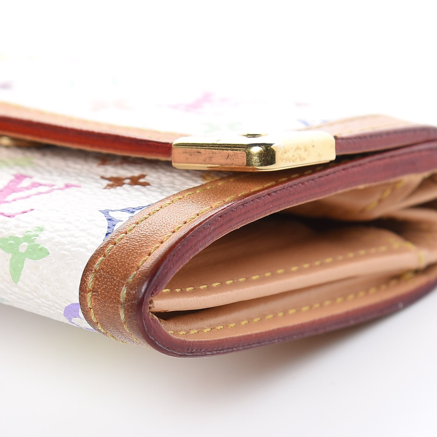 Louis Vuitton Monogram Multicolor Porte-Monnaie Plat Coin Purse White 8 of 11
