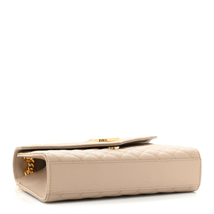 Saint Laurent Grain De Poudre Textured Mixed Matelasse Medium Triquilt Monogram Satchel Dark Beige 4 of 13
