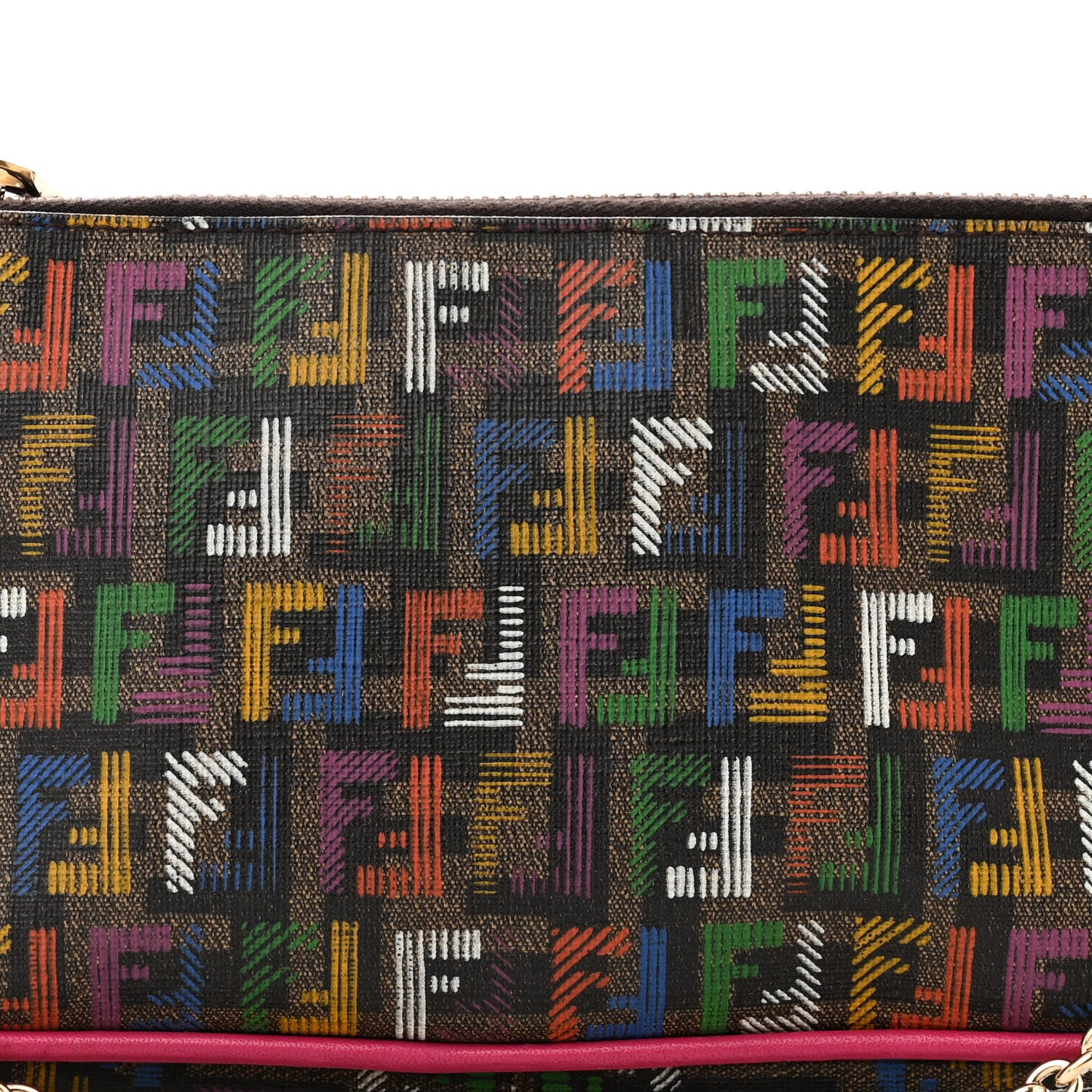 Fendi Zucchino Spalmati FF Multicolor Pochette Tobacco Multicolor Fuchsia 8 of 12