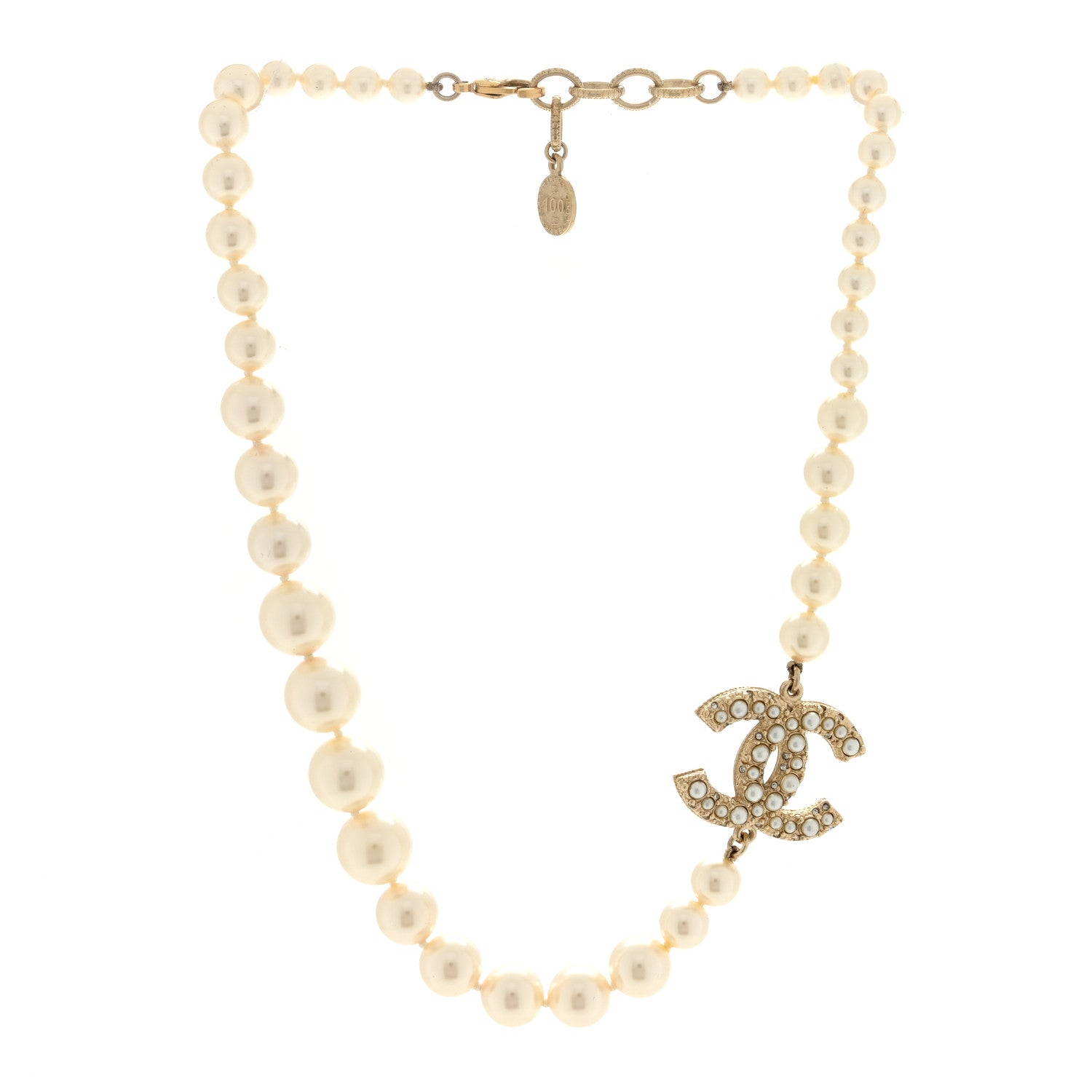 Chanel Pearl CC 100th Anniversary Necklace Light Gold 3 of 5